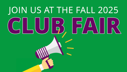 Megaphone announcing the Fall 2025 Club Fair