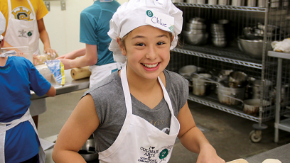 Kids learning about cooking at SCC's culinary program.