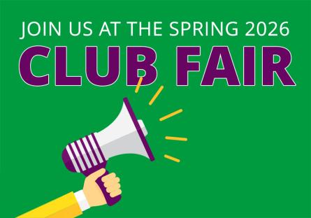Megaphone announcement: Join us at the spring 2026 club fair.
