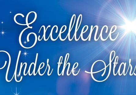 starry background with text: Excellence Under the Stars
