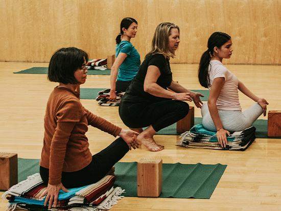 students in yoga class