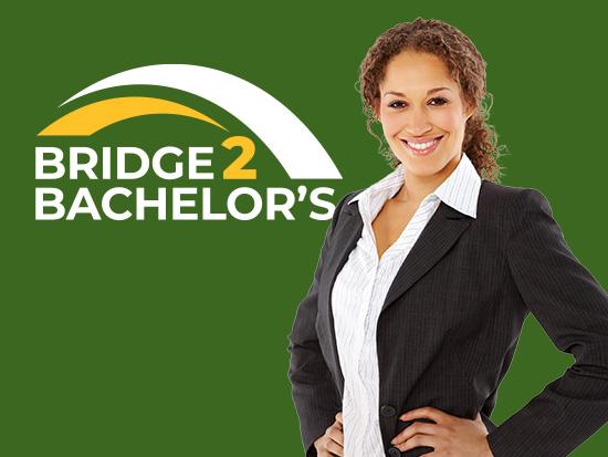 Bridge2Bachelor's logo with business student