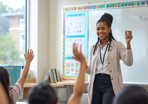 STEP instructor teaching students in a classroom