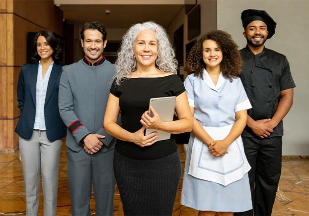 hospitality manager with staff
