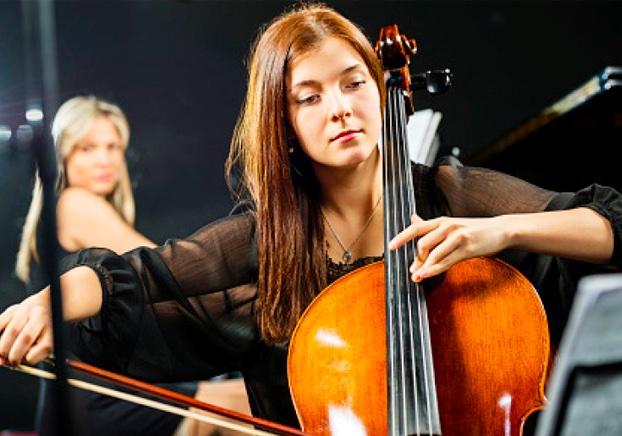 student playing cello