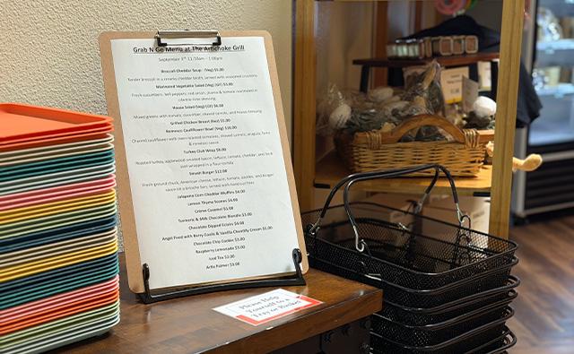 menu and tray to serve yourself