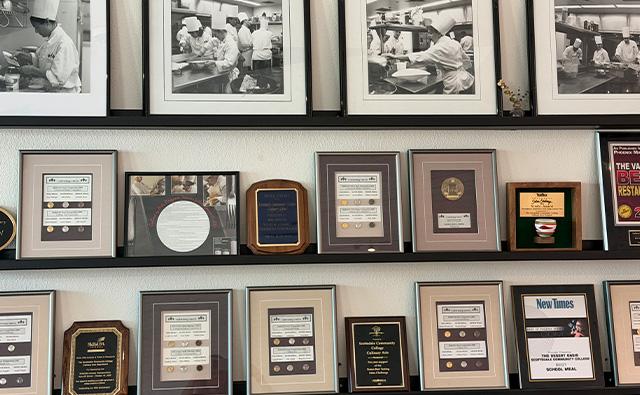 multiple awards on shelves